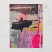 Rosa Geel Mixed Media Collage Een Oude Boot Briefkaart (Voorkant)