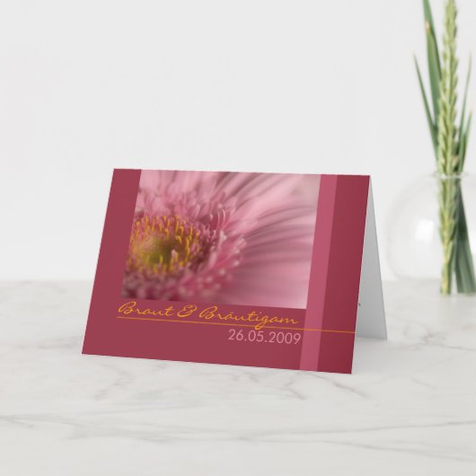 Rosa Gerbera • Hochzeitseinladung Kaart (Voorkant)