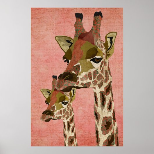 Rosa Giraffe Pink Art Poster (Voorkant)