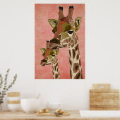 Rosa Giraffe Pink Art Poster (Keuken)