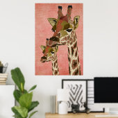Rosa Giraffe Pink Art Poster (Thuiskantoor)