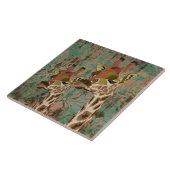 Rosa Giraffes Damask Tile Tegeltje (Zijkant)