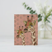 Rosa Giraffes Glitzy Briefkaart (Staand voorkant)