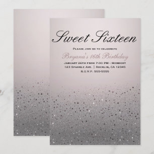 Rosa glitter feestelijke Sweet 16 verjaardagsfeest Kaart