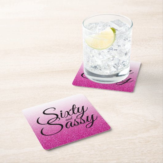 Rosa Glitter Ombre 60 en Brutaal 60e Verjaardag Kartonnen Onderzetters (Insitu)