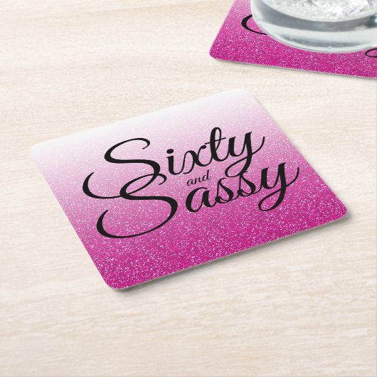 Rosa Glitter Ombre 60 en Brutaal 60e Verjaardag Kartonnen Onderzetters (Schuin)