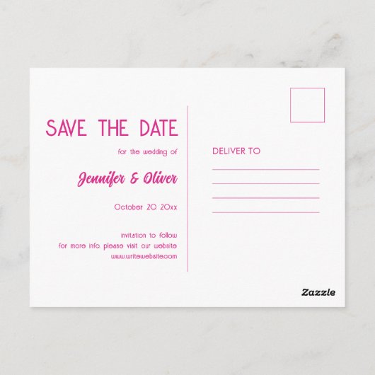 Rosa Glitters Retro Disco Bal Save The Date Briefkaart (Achterkant)