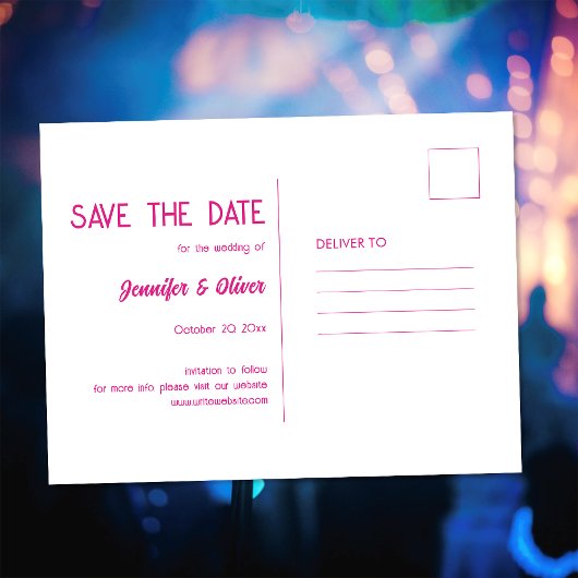 Rosa Glitters Retro Disco Bal Save The Date Briefkaart