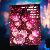 Rosa Glitters Retro Disco Bal Save The Date Briefkaart