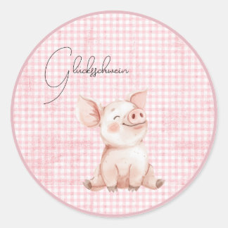rosa Glücksschwein Ronde Sticker