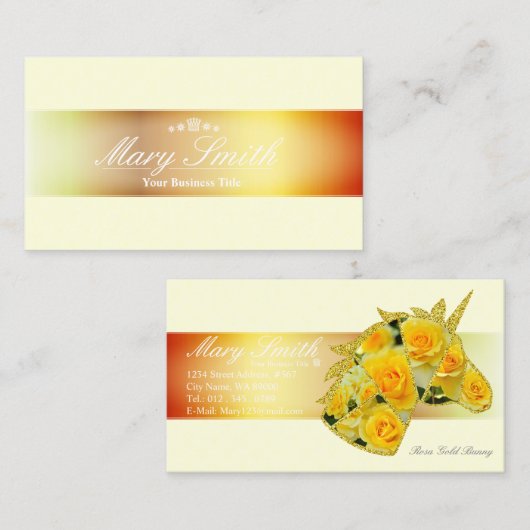 Rosa Gold Bunny Visitekaartje (Voorkant / Achterkant)