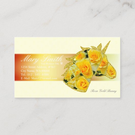 Rosa Gold Bunny Visitekaartje (Achterkant)