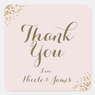 Rosa Goud Confetti Hoeken Dank U Favoriet Vierkante Sticker