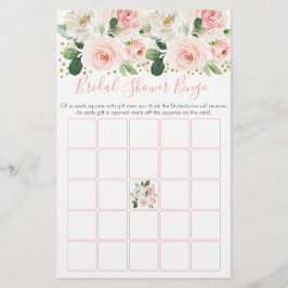 Rosa Gouden Bloemen Bruiloftsshower Bingo Spel