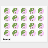 Rosa & Groen Yin Yang-symbool Ronde Sticker (Vel)