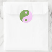 Rosa & Groen Yin Yang-symbool Ronde Sticker (Tas)