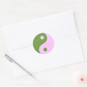Rosa & Groen Yin Yang-symbool Ronde Sticker (Envelop)