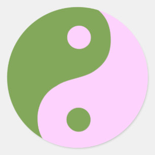 Rosa & Groen Yin Yang-symbool Ronde Sticker
