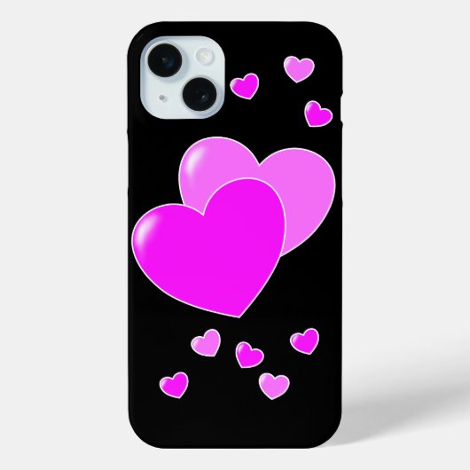 Rosa Herzchen auf Schwarz Case-Mate iPhone Case (Achterkant)