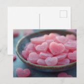 Rosa Herzen aus Zucker Valentinstag Briefkaart (Voorkant / Achterkant)