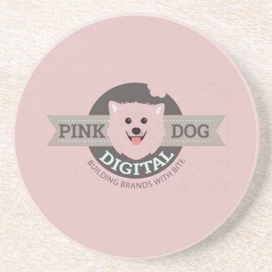 Rosa Honden Digitale Zandsteen Onderzetter (Voorkant)