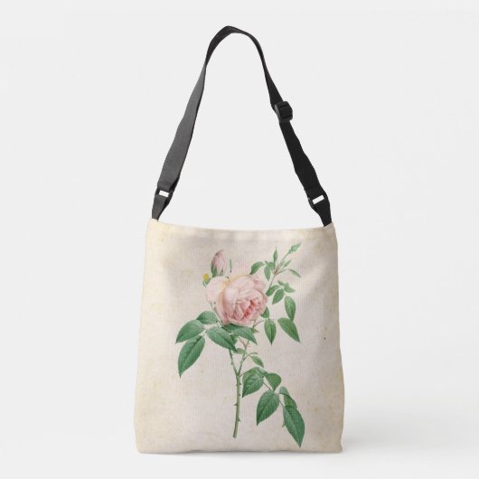 Rosa indica geurstof botanische illustratie crossbody tas (Achterkant)