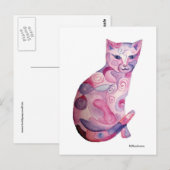 Rosa Katze Briefkaart (Voorkant / Achterkant)