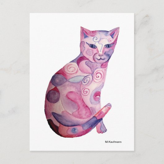 Rosa Katze Briefkaart (Voorkant)