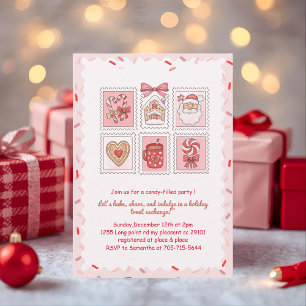 Rosa kerstkoekjesuitwisseling kaart