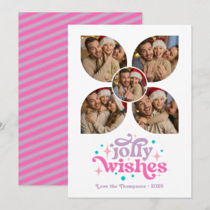 Rosa Kerstvakantie Retro Fotocollage Kerstmis Feestdagenkaart