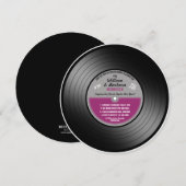 Rosa Label Vinylplaat Verjaardagsfeest Kaart (Voorkant / Achterkant)