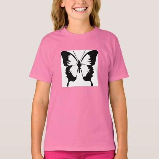 Rosa Mädchen T-shirt mit Schmetterling (Voorkant)