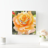 Rosa ‘Manyo’:Acrylic Wall Clock Vierkante Klok (Huis)
