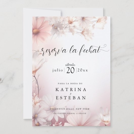 rosa margarita bloem save the date  (Voorkant)