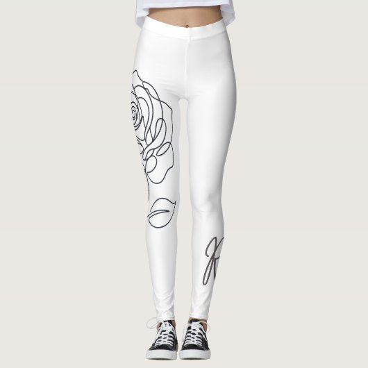 Rosa Minimalistische Lijn Kunst Broeken Leggings (Voorkant)