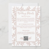 Rosa moderne boho botanische minimalistische trouw kaart (Achterkant)