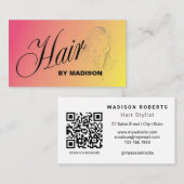 Rosa Oranje Haarstylist QR Code Visitekaartje (Voorkant / Achterkant)