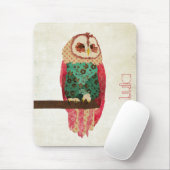 Rosa  Owl Mousepad Muismat (Met muis)