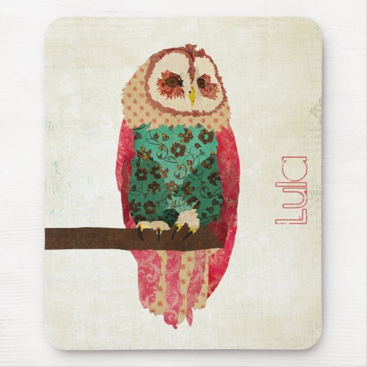Rosa  Owl Mousepad Muismat (Voorkant)