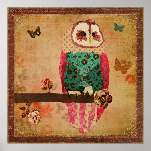 Rosa Owl Vintage Poster (Voorkant)