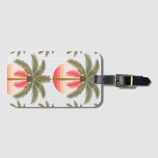 Rosa Palmenmuster mit Sonnenverlauf Bagagelabel (Voorkant (horizontaal))