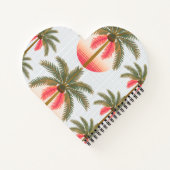 Rosa Palmenmuster mit Sonnenverlauf Notitieboek (Achterkant)