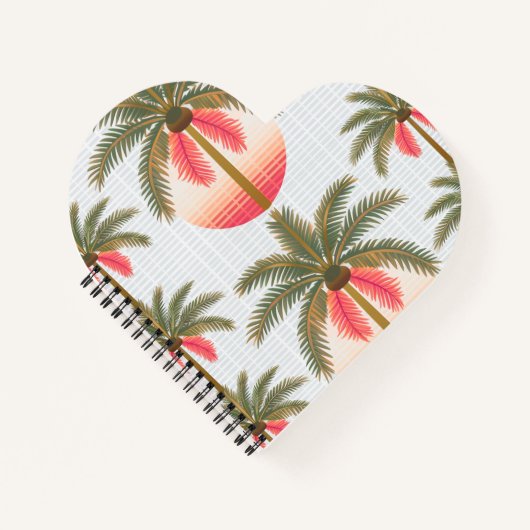 Rosa Palmenmuster mit Sonnenverlauf Notitieboek (Voorkant)