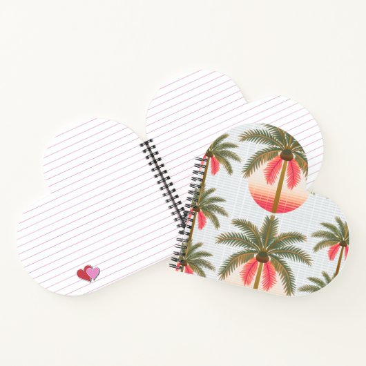 Rosa Palmenmuster mit Sonnenverlauf Notitieboek (Binnen)
