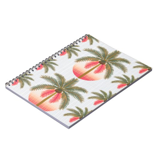 Rosa Palmenmuster mit Sonnenverlauf Notitieboek (Linkerzijde)