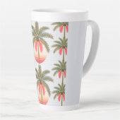 Rosa Palmenmuster mit Sonnenverlauf Zweifarbige Ta Latte Mok (Rechterhoek)