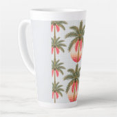 Rosa Palmenmuster mit Sonnenverlauf Zweifarbige Ta Latte Mok (Linkerhoek)