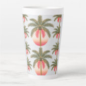 Rosa Palmenmuster mit Sonnenverlauf Zweifarbige Ta Latte Mok (Voorkant)