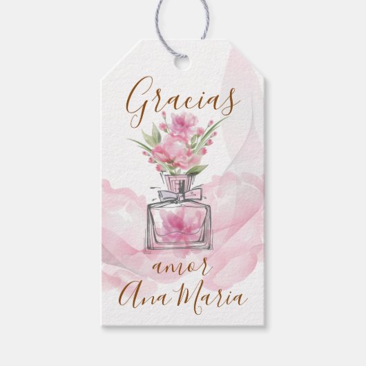 Rosa Parfum "infundida de amor" personalizada Cadeaulabel (Voorkant)