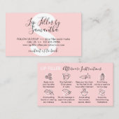 Rosa pastel lip filler nazorg instructies visitekaartje (Voorkant / Achterkant)